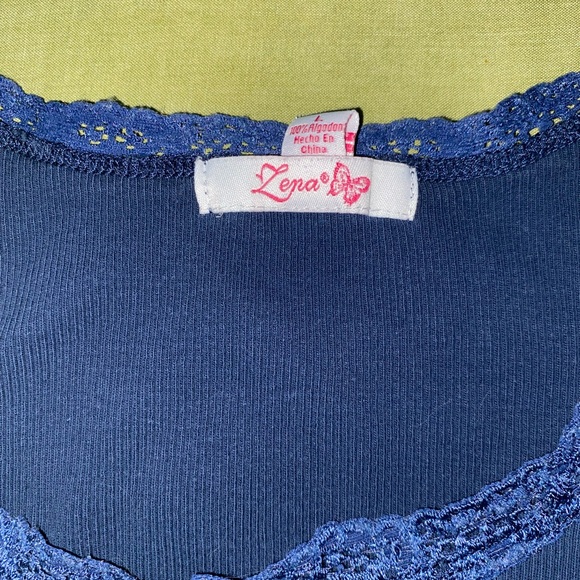 Y2K Zena Navy Camisole with Lace trim - Picture 2 of 3